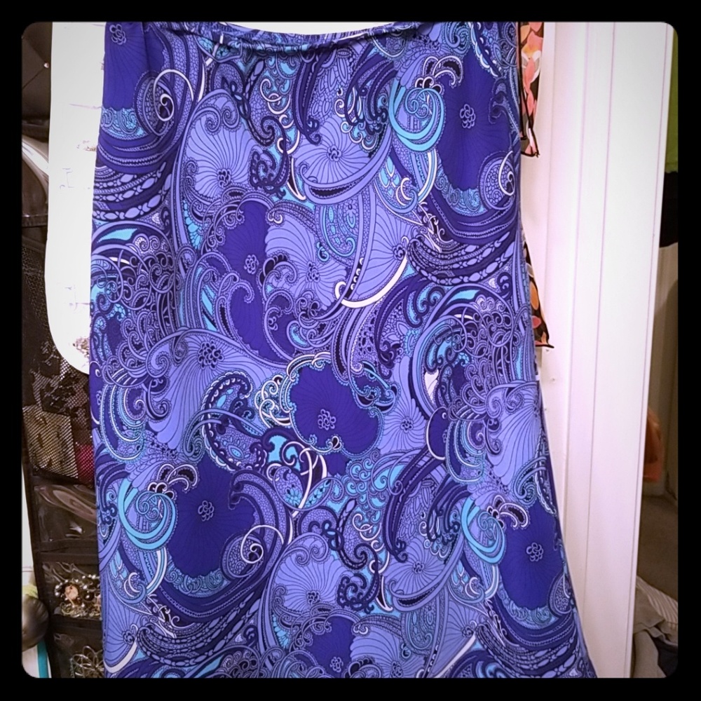 Knee - length blue Paisley print skirt